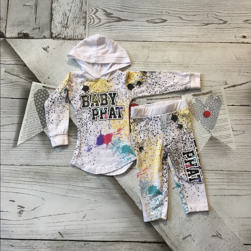 Baby Phat 3 month 2 piece outfit, yellow, white